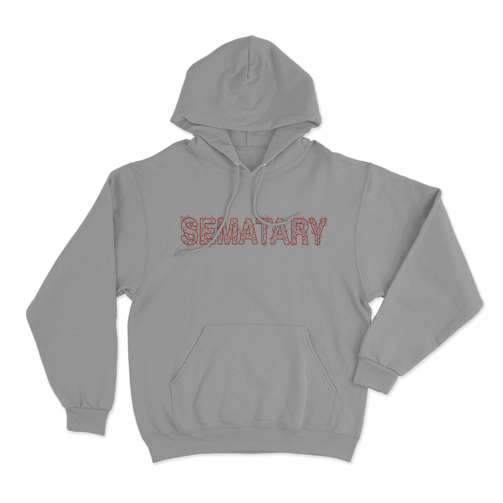 SEMATARY Red Logo Hoodie Grey SEMATARY Red Logo Hoodie Grey