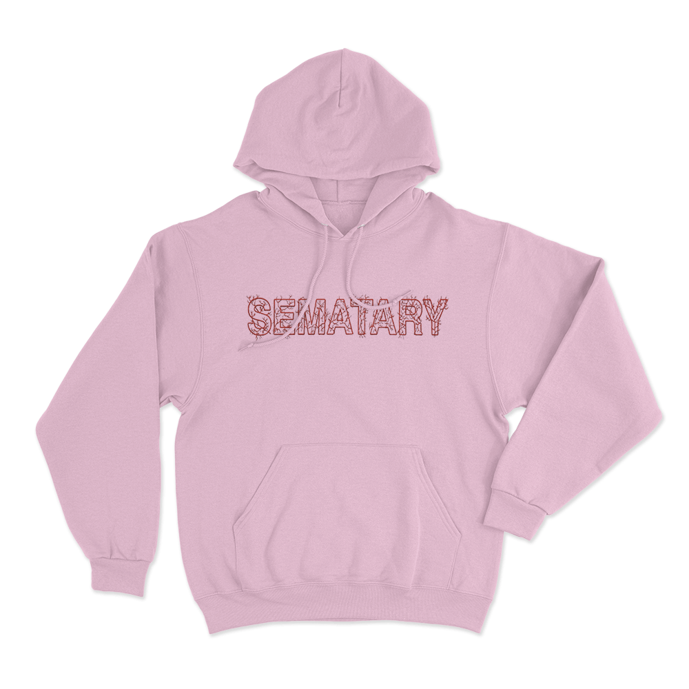 SEMATARY Red Logo Hoodie Pink SEMATARY Red Logo Hoodie Pink