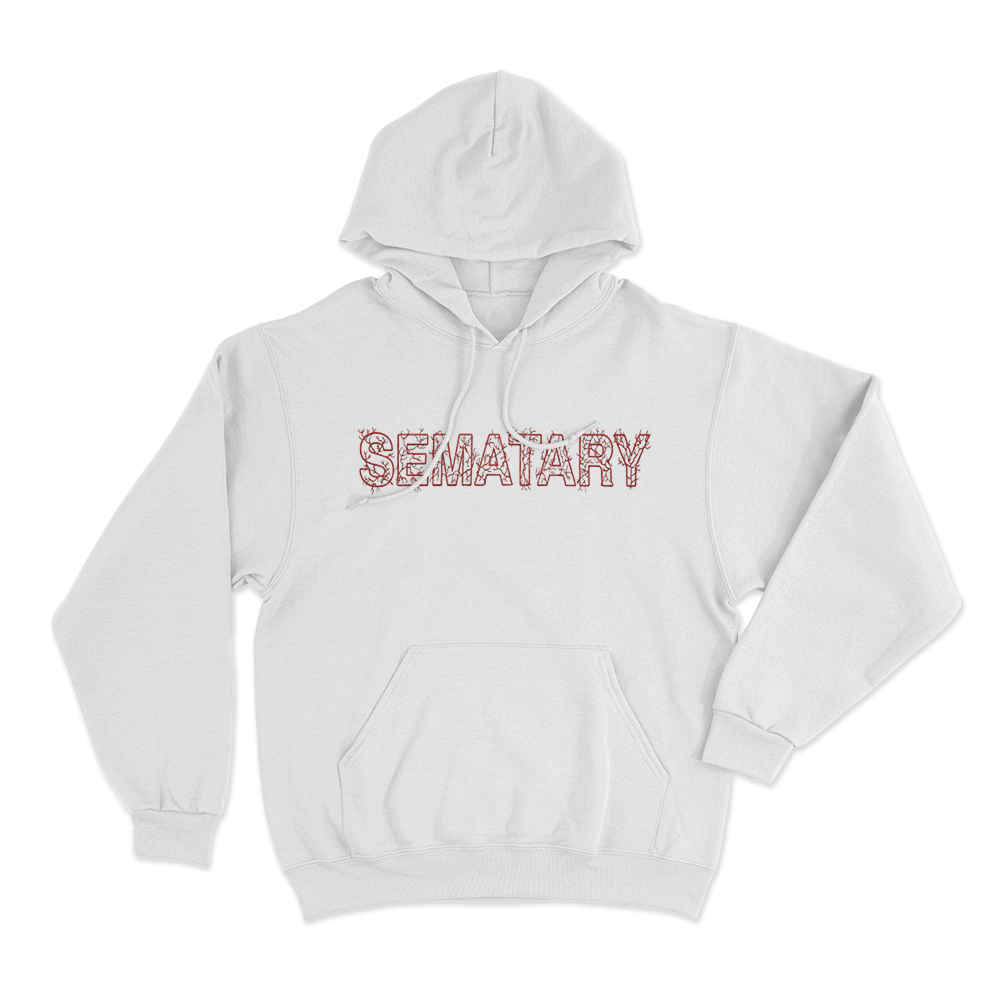 SEMATARY Red Logo Hoodie White SEMATARY Red Logo Hoodie White